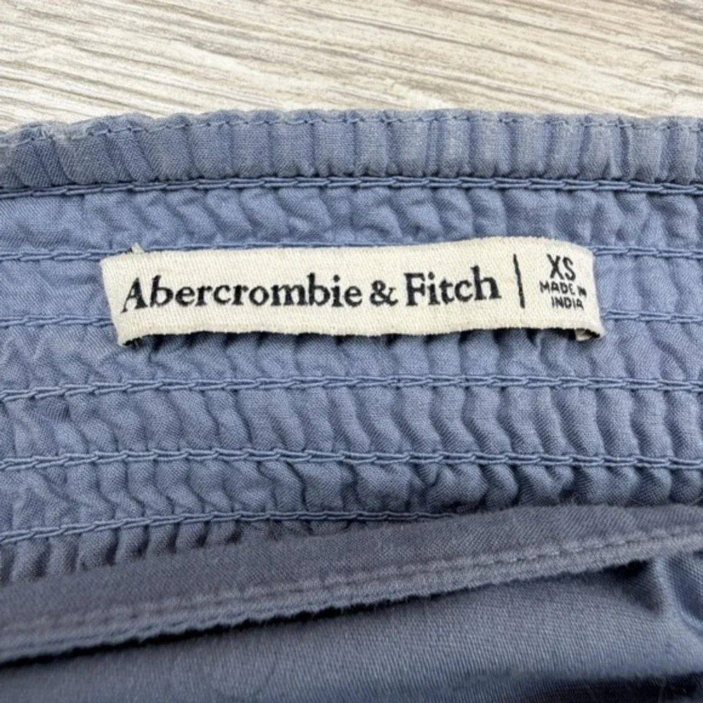 Abercrombie & Fitch Blue Puff Sleeve Ruched Crop Blouse Bella Swan Size XS